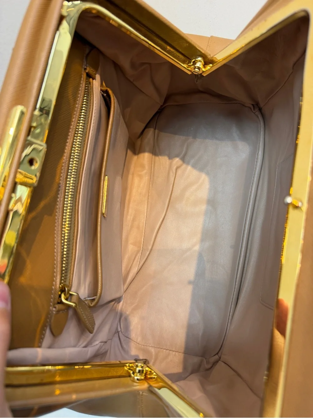 prada Classic Structured Women's Satchel Handbag in Brown